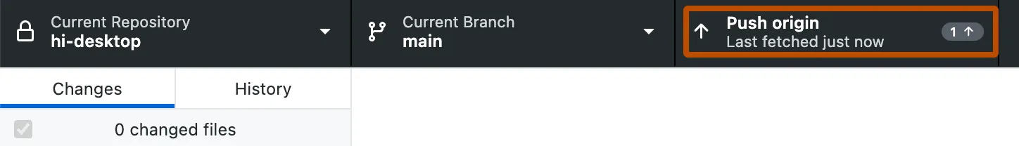 GitHub Desktop push origin button