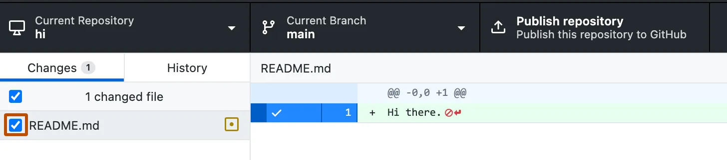 GitHub Desktop showing file changes